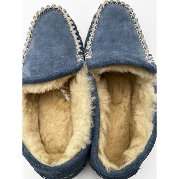 L.L. Bean women’s moccasin slippers, size 7 Medium Blue Suede Good Condition - Picture 3 of 6